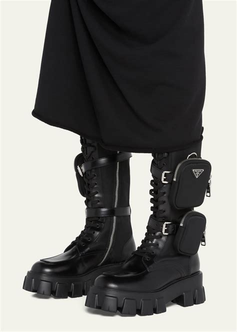 prada boots with pouch mens|Prada combat boots with pouches.